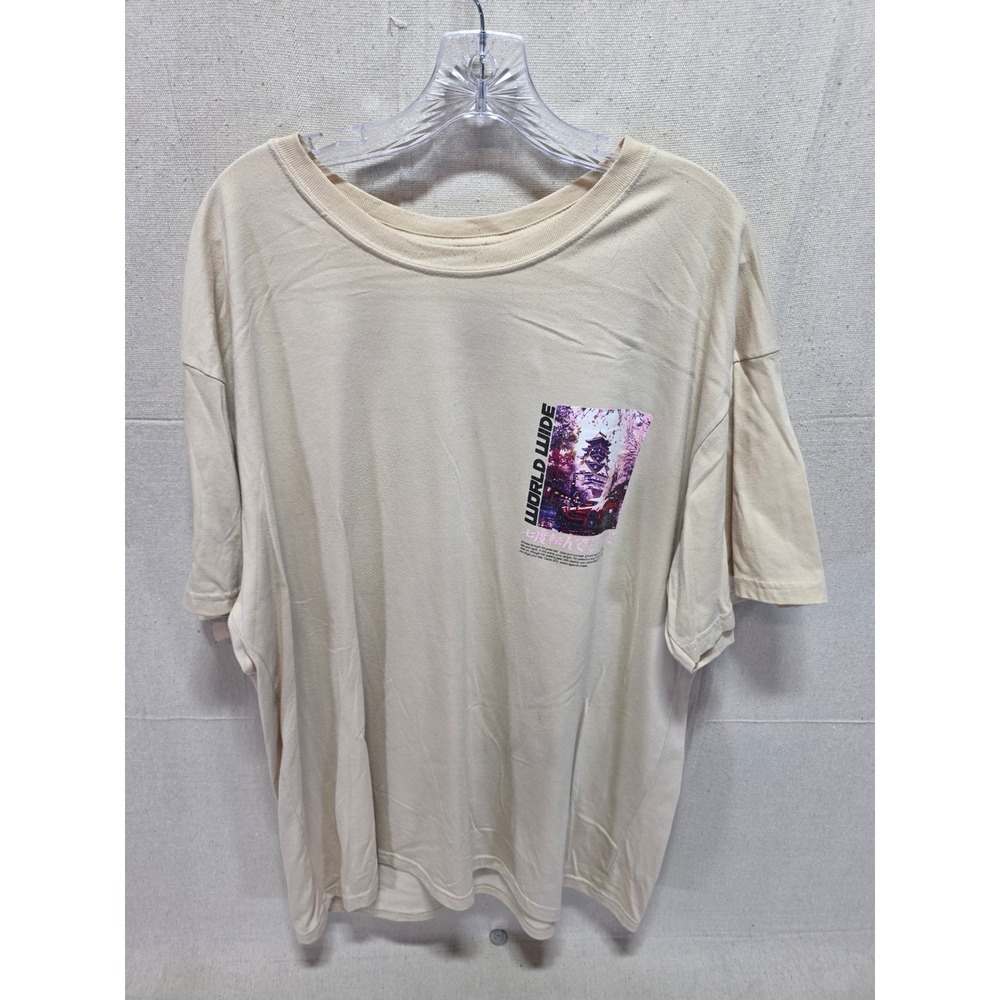 Fresh Laundry World Wide Graphic Tee Tan Japanese Car Pagoda Shirt 2XL